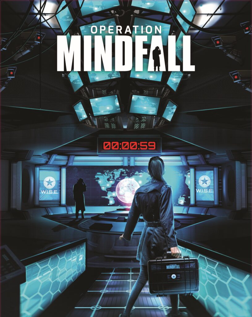 Operation Mindfall hybrid escape game poster at Amarillo Escape & Mystery in Amarillo, TX